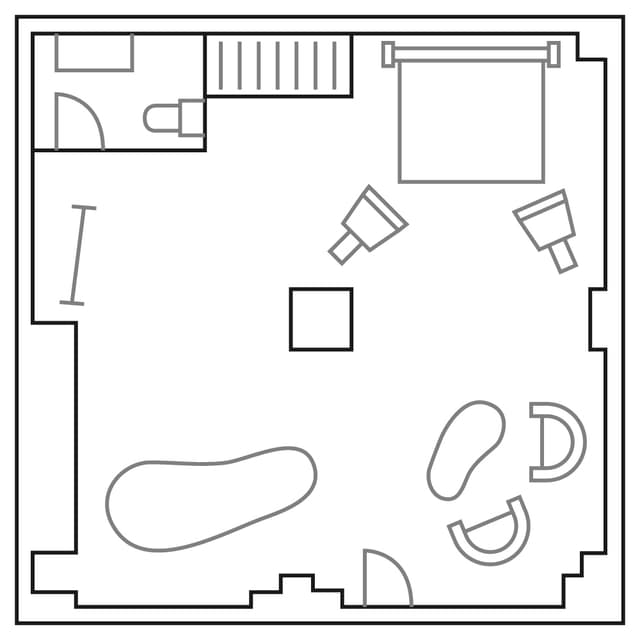 mapa del estudio de Arianny Rivas. Todo el espacio medido y explicado para que el cliente pueda comprenderlo antes de ir